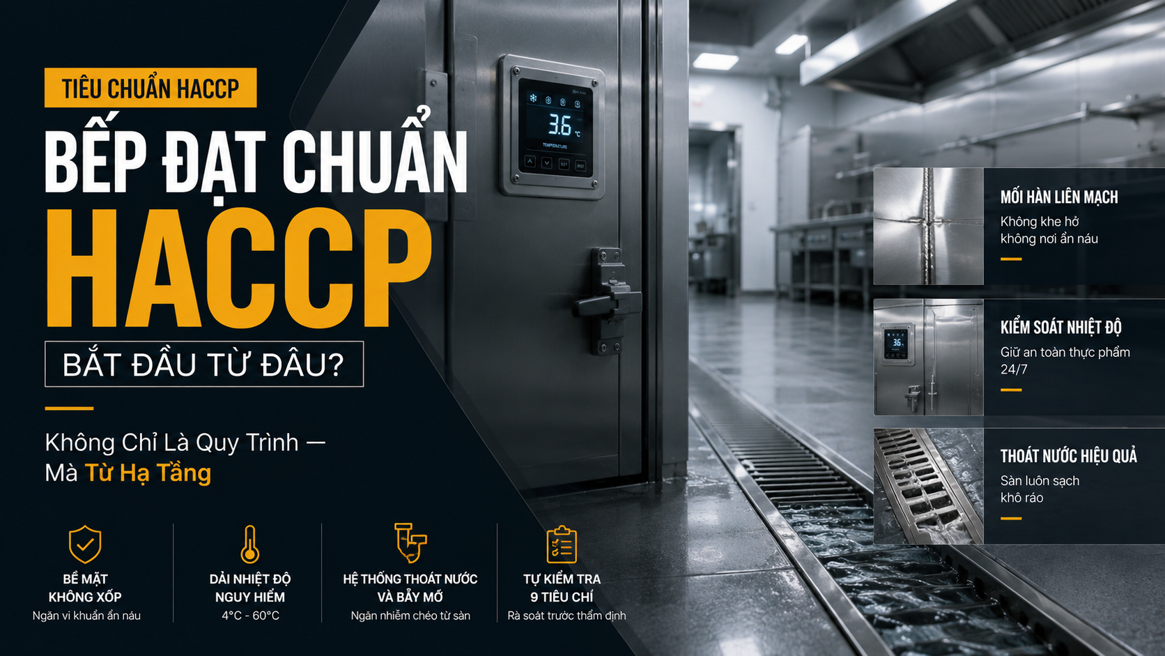 Tiêu chuẩn vệ sinh an toàn thực phẩm HACCP trong thiết kế bếp công nghiệp