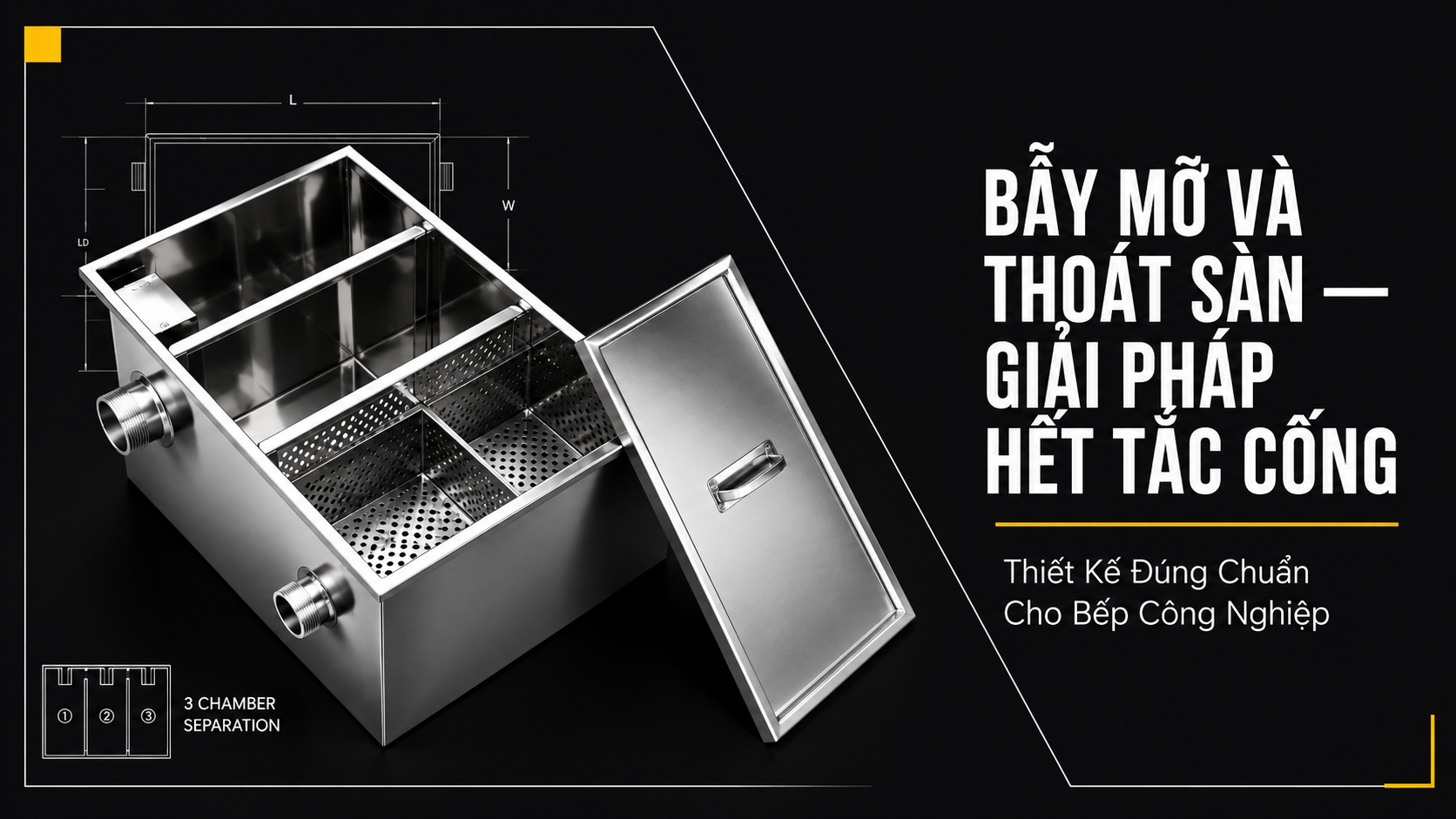 Tầm quan trọng của hệ thống bẫy mỡ và thoát sàn trong bếp nhà hàng chuyên nghiệp