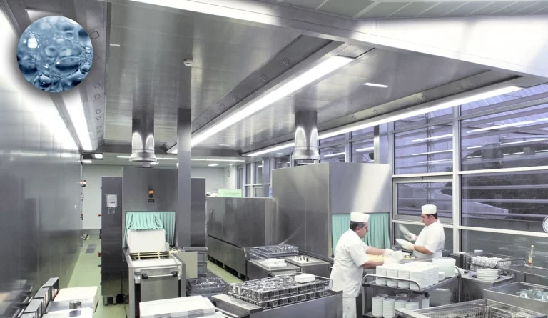 Industrial Kitchen Ventilated Ceiling KCV-WW – Water Wash ventilated ceiling for dishwashing areas (CE) Halton
