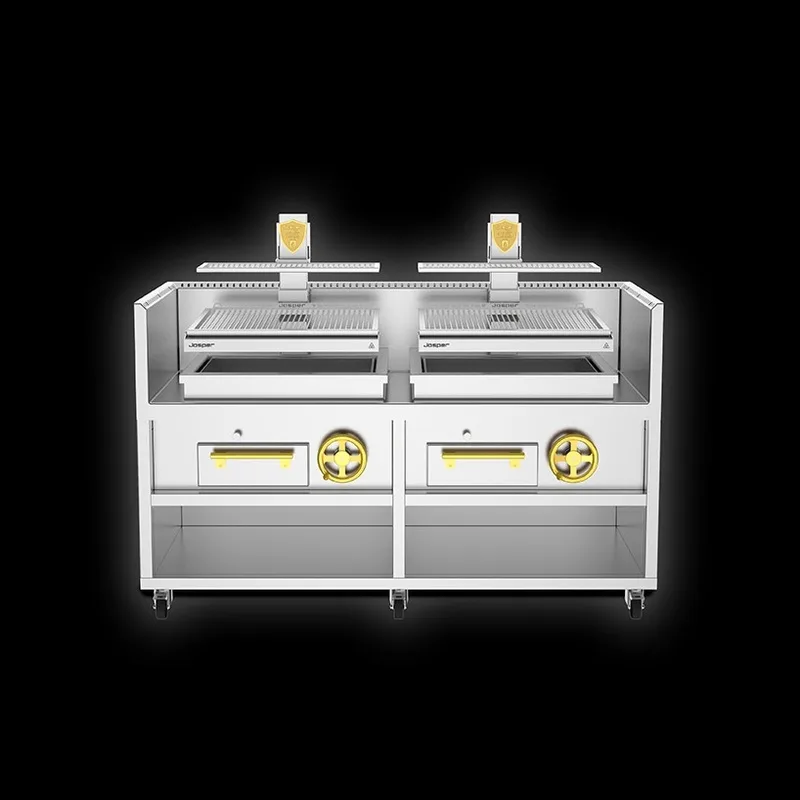 Bếp nướng Basque than mở Josper đôi 760mm tay quay độc lập tủ nguyên khối (PVJ-076-2-2-MB)