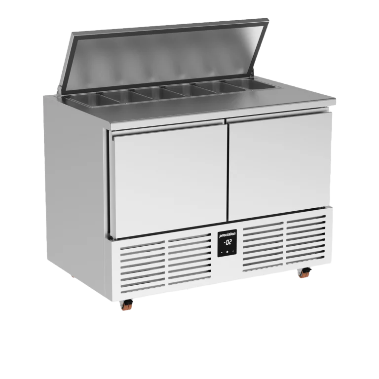 Small space-saving cold preparation table HSS 340 - SPACE SAVER REFRIGERATED PREP COUNTER Precision