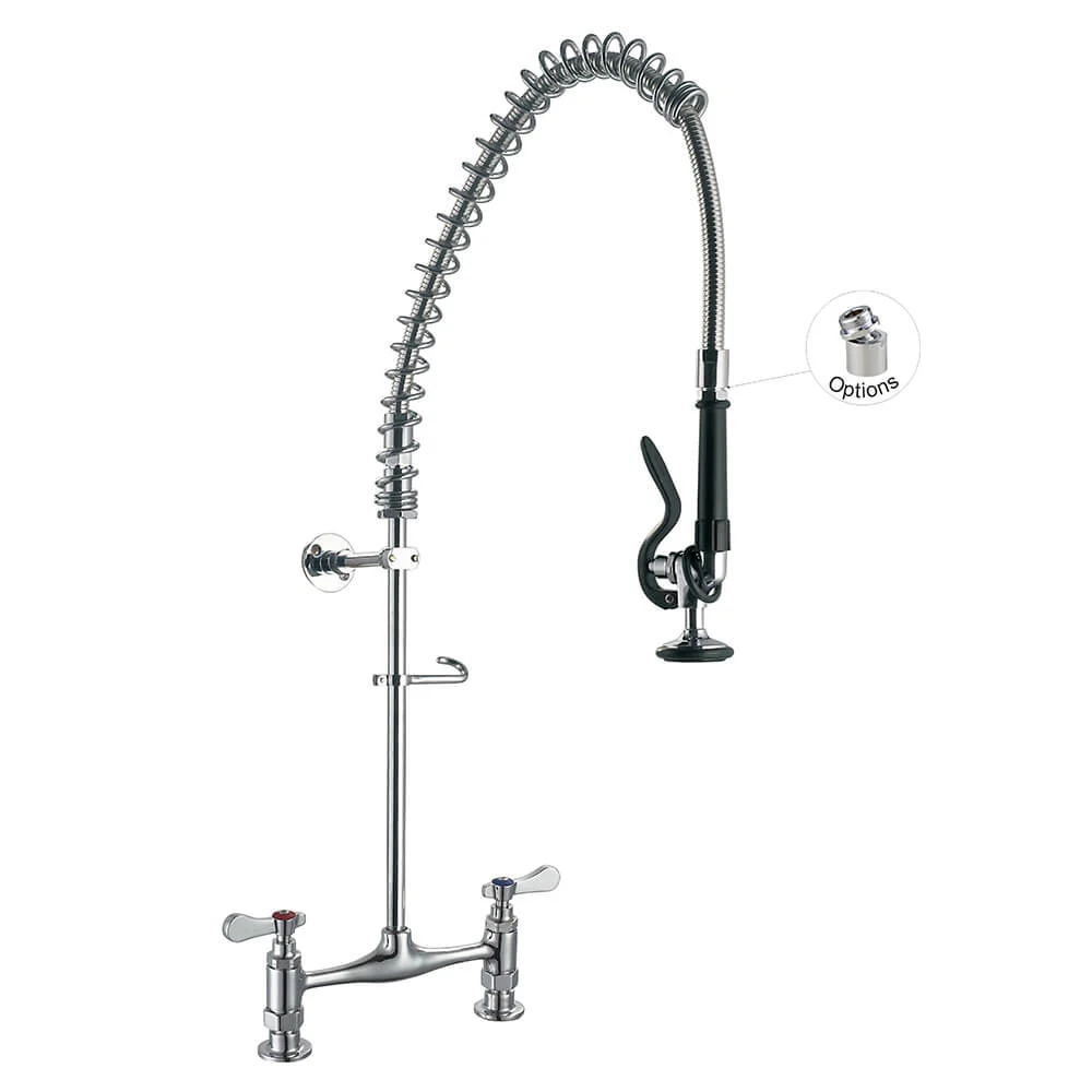 3-Drawer Faucet 88000-1 Mixer Water Taps 8 Inches Center Deck Mount Faucet 3 Compartment Sink Pre Rinse Faucet Toprinse