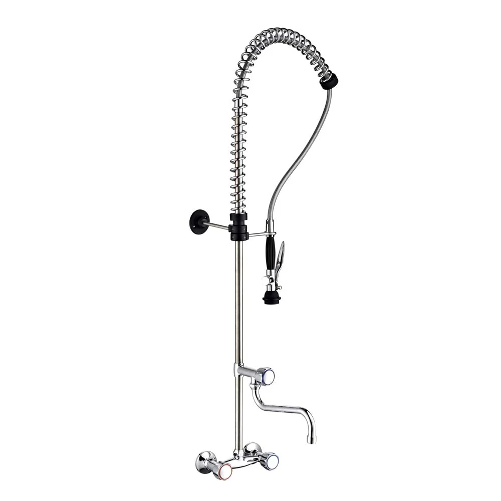 Vòi Xịt Rửa Thị Trường Châu Âu 90402 Double Hole Wall Mount Europe Mixing Pre Rinse Faucet For Commercial Use Toprinse