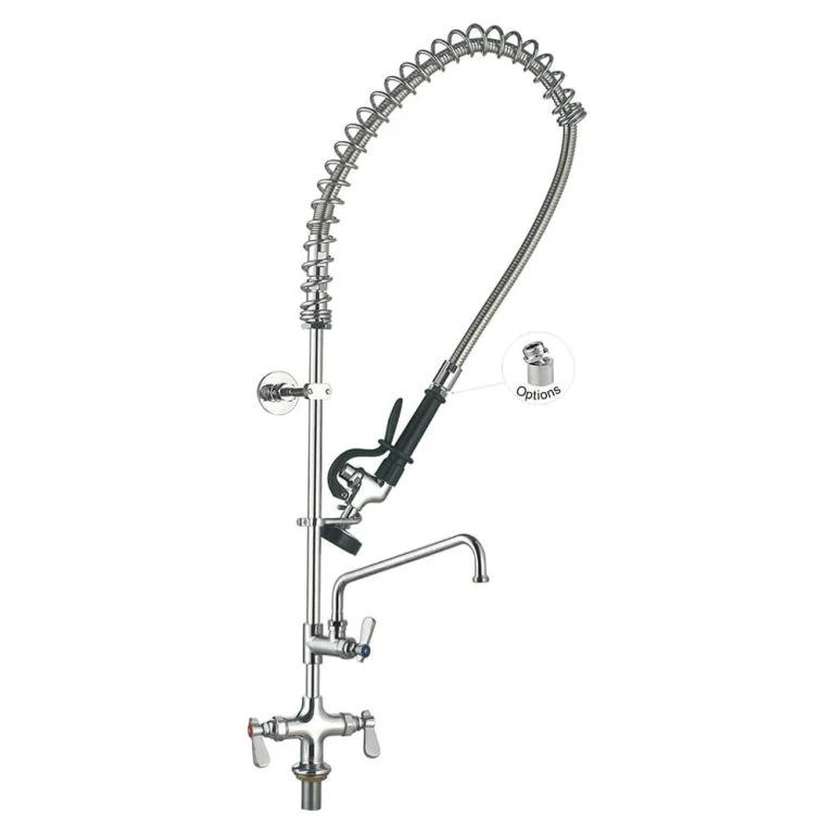 98001-2 Single Base Deck Mount Commercial Sink Restaurant Pre Rinse Faucet with Add-on Faucet Toprinse