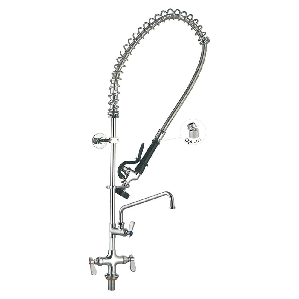 Vòi Xịt Rửa Chén Nhà Hàng 98001-2 Single Base Deck Mount Commercial Sink Restaurant Pre Rinse Faucet with Add-on Faucet Toprinse