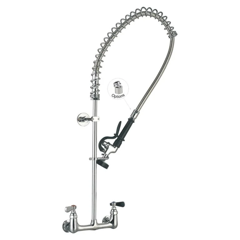 Wall Mount Faucet 98002-1 8 Inches Center Wall Mount Commercial Pre-Rinse Kitchen Sink Faucet Toprinse