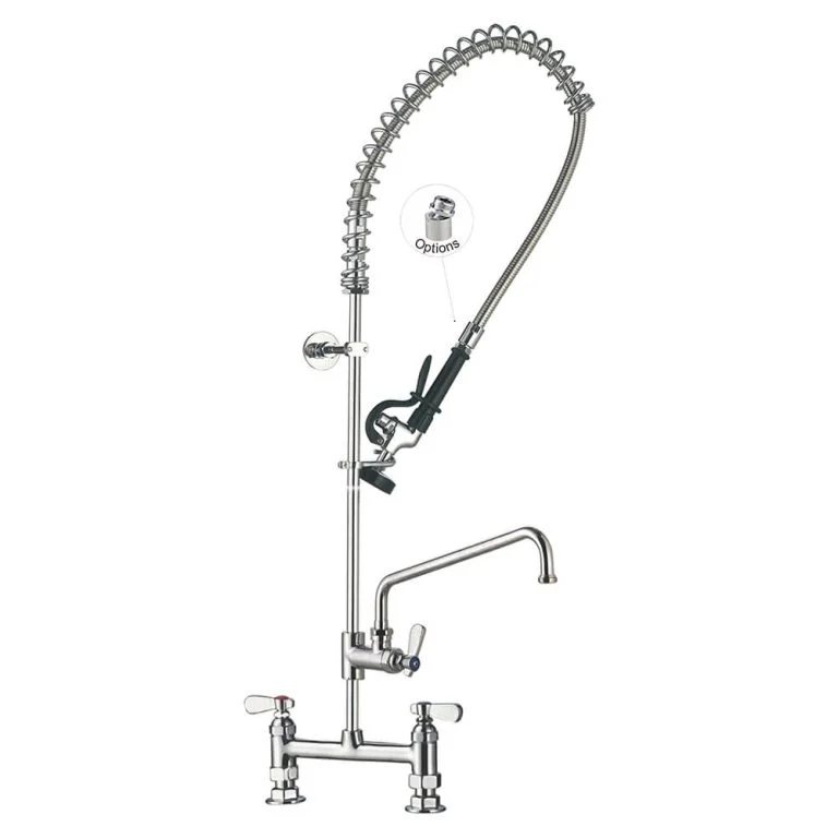 Restaurant Sink Faucet 98007-2 8 Inches Center Deck mount Faucet Commercial Sink Restaurant Pre-Rinse Faucet with Add-on Faucet Toprinse