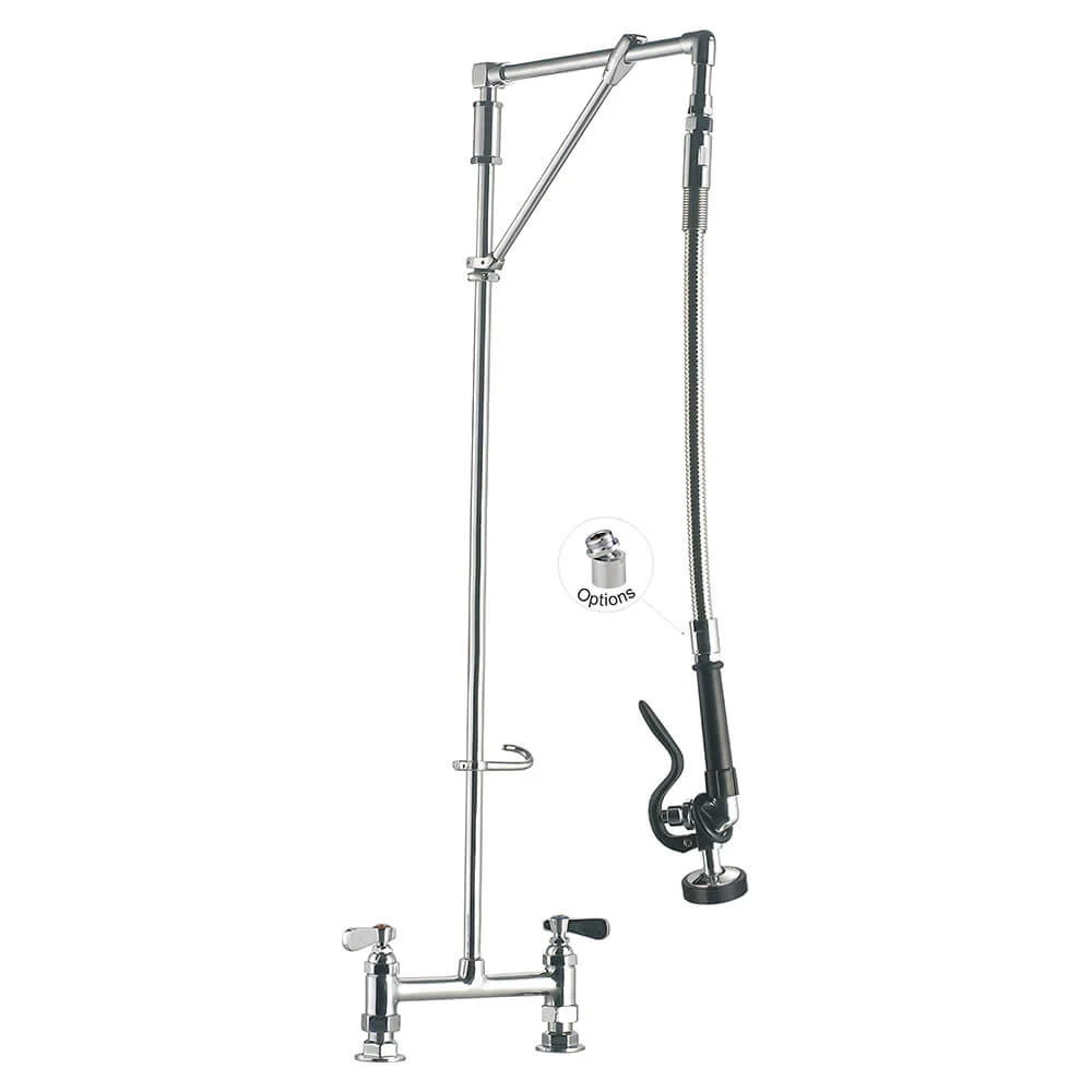 98007-M001 Commercial Pre-Rinse Faucet with Sprayer, 8 Inches Center, Deck mount, swivel arm support Toprinse