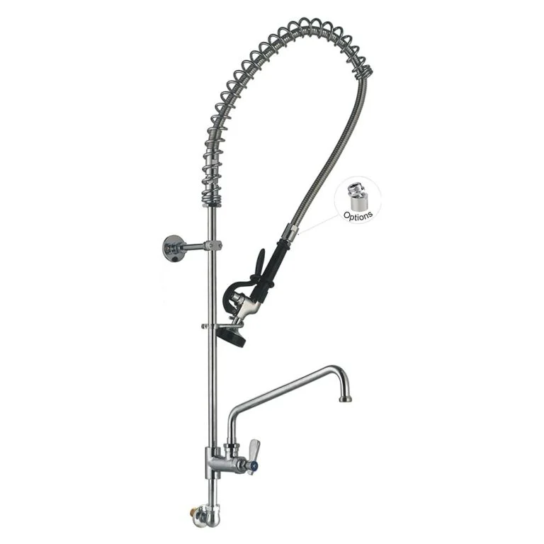 98010-2 Wall Mount Commercial Kitchen Pre-Rinse Faucet No Handle with Add-on Faucet Toprinse