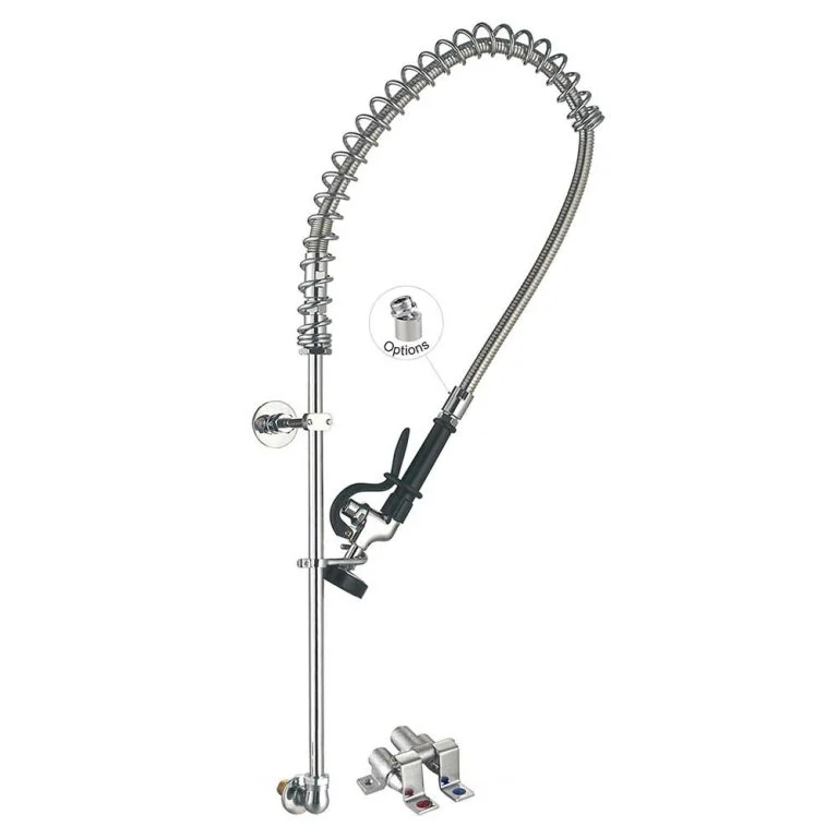 Hands-Free Faucet (Touch / Foot Pedal) 98010AF-1 Wall Mount Pre-Rinse Faucet with Pedal Valve for Commercial Kitchen Toprinse