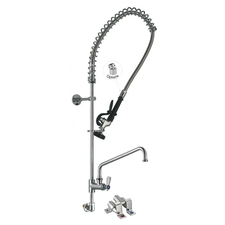 Hands-Free Faucet (Touch / Foot Pedal) 98010AF-2 Wall Mount Pre-Rinse Faucet, pot filler faucet with Pedal Valve for Commercial Kitchen Toprinse