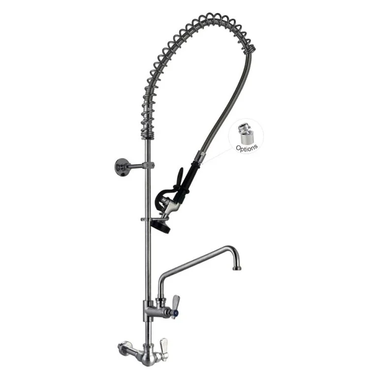Wall Mounted Faucet 98011-2 Single Hole Wall Mounted Commercial Kitchen Sink Pre Rinse Faucet with Add-on Faucet Toprinse