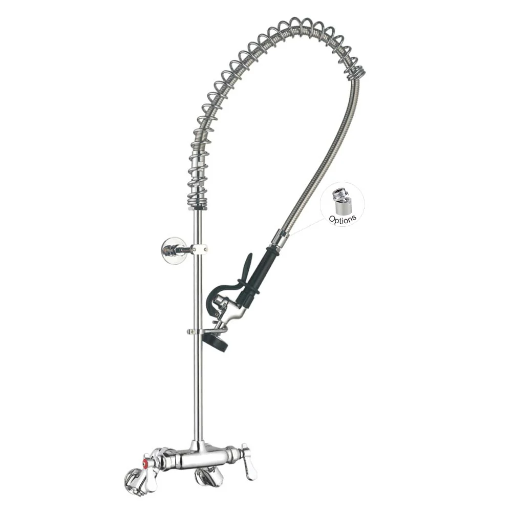 Wall Mount Faucet 98014-1 Ajustable Center Wall Mount Commercial Pre-Rinse Kitchen Sink Faucet Toprinse