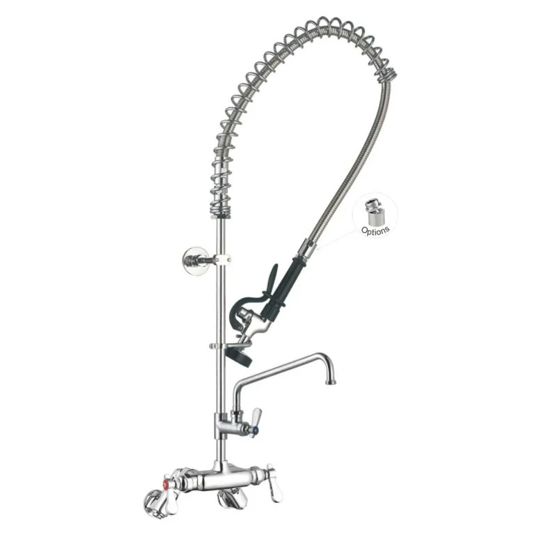 98014-2 Ajustable Center Wall Mount Commercial Pre-Rinse Kitchen Sink Faucet with Add-on Faucet Toprinse