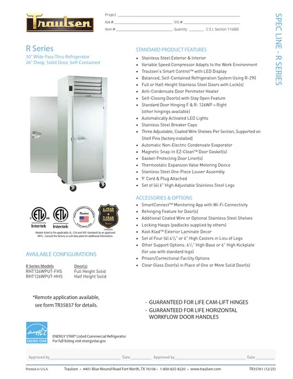 Traulsen RHT126WPUT Refrigerator & Freezer