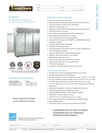 Traulsen RHT332WPUT Reach-In Refrigerator & Freezer