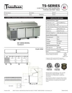 Traulsen Pizza Preparation Table TS090HT