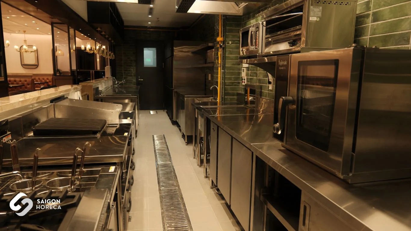 Premium stainless steel Fujimak hot kitchen equipment system at The Royal